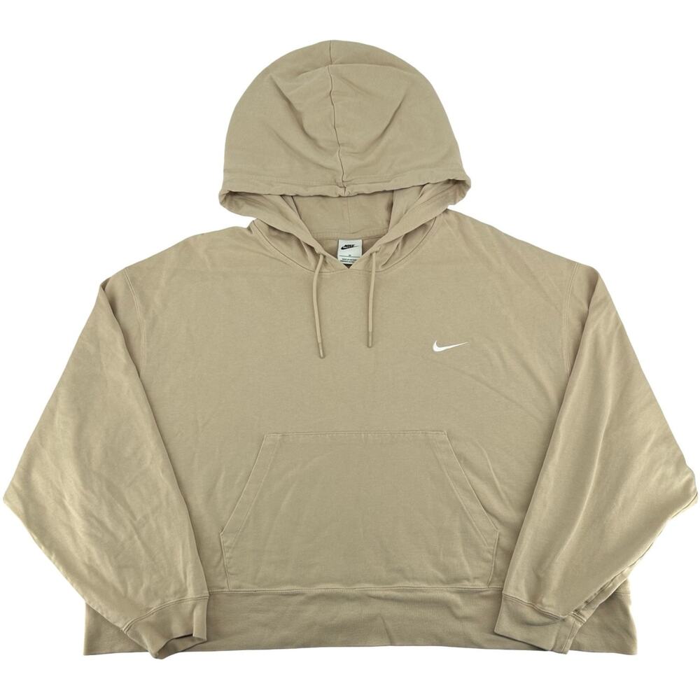 Women's Beige Nike Sportswear Oversized Cropped Hoodie Sweatshirt 3X DR5021-126